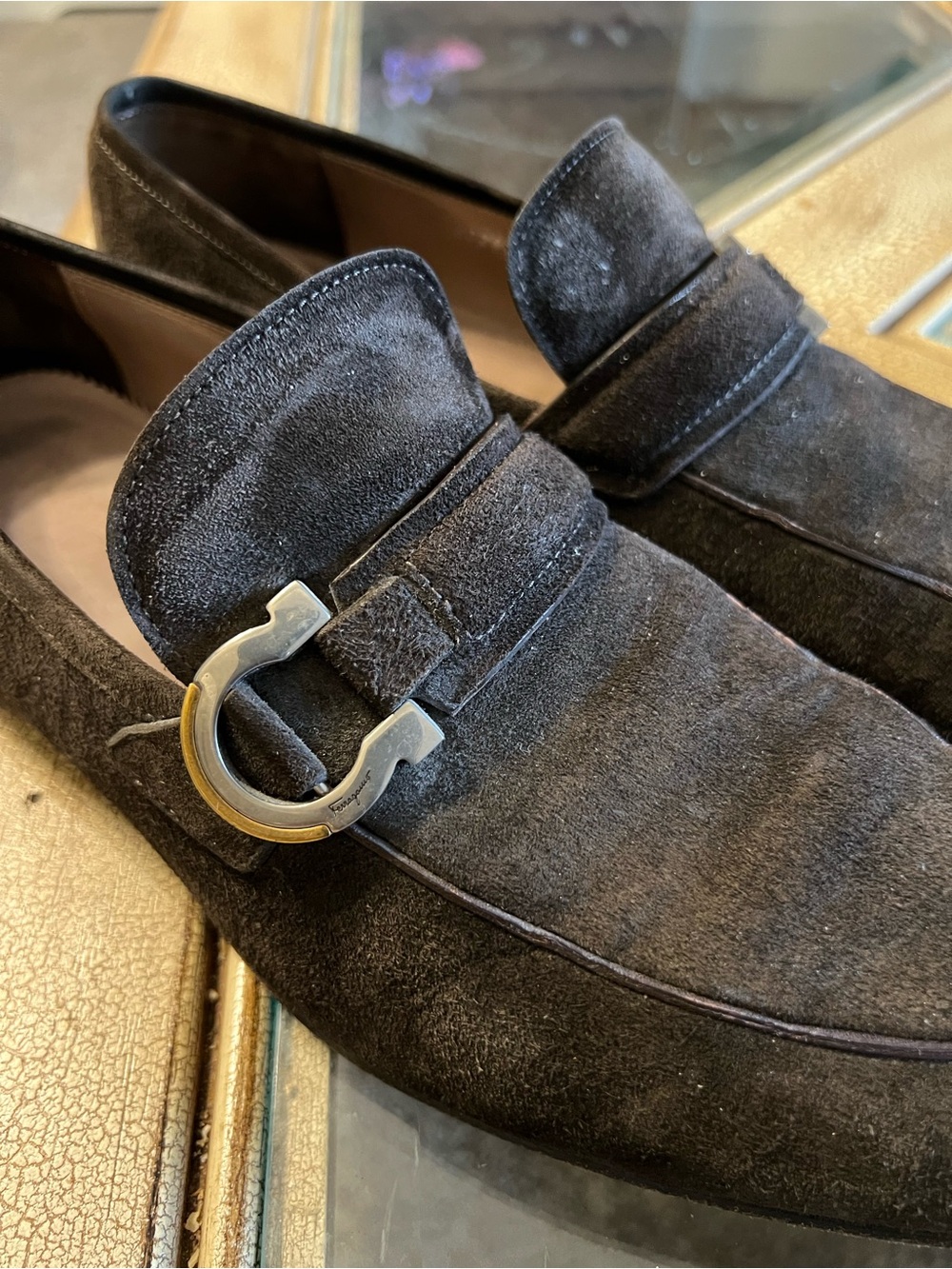 Salvatore Ferragamo Men's Suede Gancini Bit Loafers in Dark Brown 9.5D - Picture 3 of 9